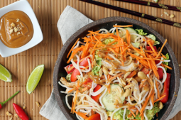 Chicken Noodle Bowl with Peanut-Ginger Sauce